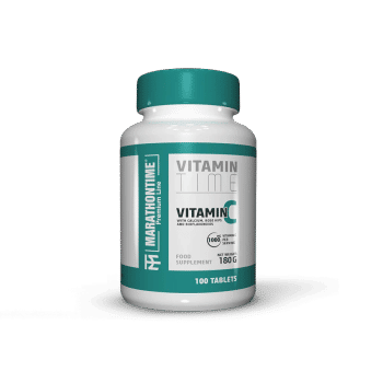 Witamina C 1000mg - z wapniem, bioflawonoidami i ekstraktem z dzikiej róży - 100 tabletek - Marathontime