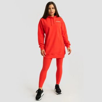 Limitless Longline női kapucnis pulóver tűzpiros - (M) - GymBeam