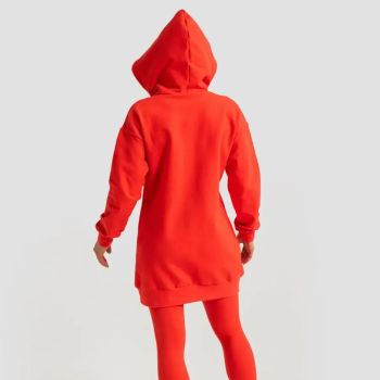 Limitless Longline női kapucnis pulóver tűzpiros - (M) - GymBeam