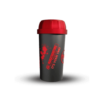 Shaker czarny - czerwona zakrętka 350 ml - hardcore - Marathontime