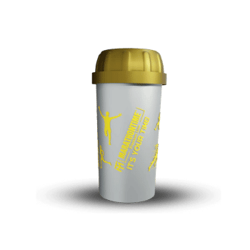 Shaker biały ze złotą zakrętką 350 ml - the runner - Marathontime