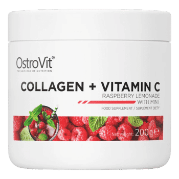 Kollagén + C-vitamin - málna limonádé mentával - 200 g - OstroVit