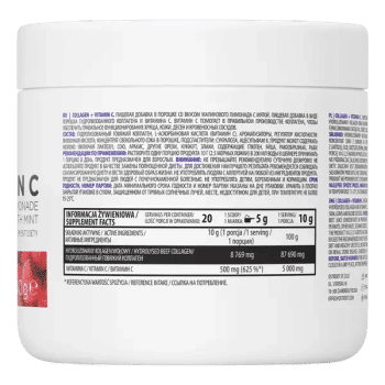 Kollagén + C-vitamin - málna limonádé mentával - 200 g - OstroVit