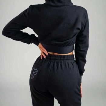 Essential Cropped Black Damen-Kapuzenpullover - (M) - STRIX
