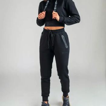 Essential Cropped Black Damen-Kapuzenpullover - (M) - STRIX