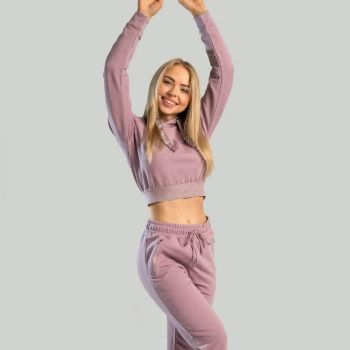 Essential Cropped Mauve női kapucnis pulóver - (M) - STRIX