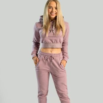 Essential Cropped Mauve női kapucnis pulóver - (M) - STRIX