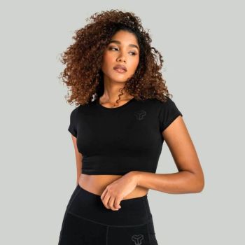 Essential Black női croptop haspóló - (M) - STRIX