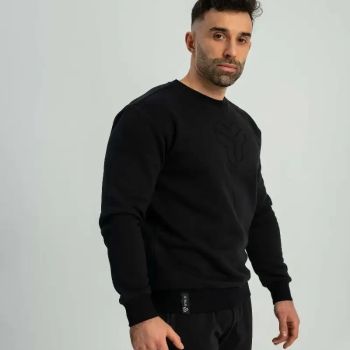 Embossed fekete pulóver - (XL) - STRIX
