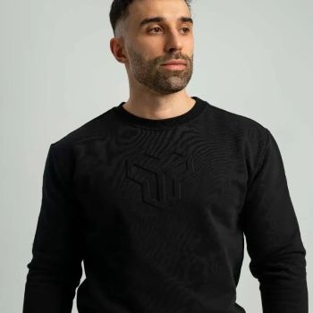 Embossed fekete pulóver - (XL) - STRIX