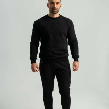 Embossed fekete pulóver - (XL) - STRIX