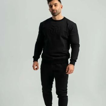 Embossed fekete pulóver - (XL) - STRIX