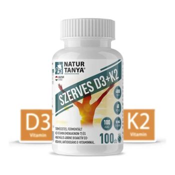 Organiczna witamina D3 i K2 z przeciwutleniającą witaminą E - 100 tabletek - Natur Tanya