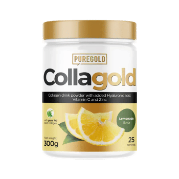 CollaGold Napój kolagenowy wołowo-rybny w proszku z kwasem hialuronowym - Lemoniada - 300g - PureGold