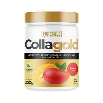 CollaGold Napój kolagenowy z wołowiny i ryb w proszku z kwasem hialuronowym - Mango - 300g - PureGold