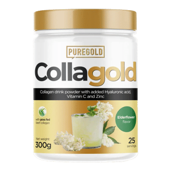 CollaGold Napój kolagenowy wołowo-rybny w proszku z kwasem hialuronowym - Eldelflower - 300g - PureGold