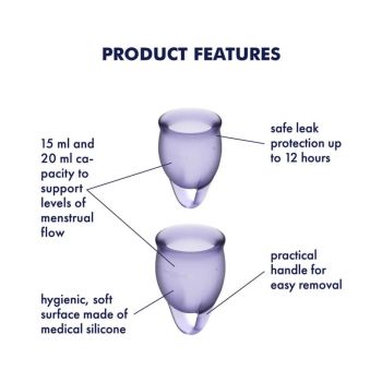Menstruációs kehely szett - Feel Confident - lila - 2db