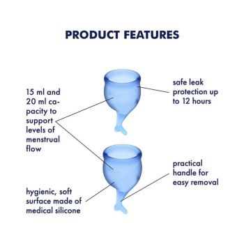 Menstruációs kehely szett - Feel Secure - kék - 2db