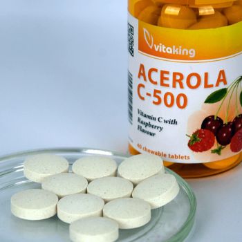 C-500mg Acerola málnás- 40 rágótabletta - Vitaking