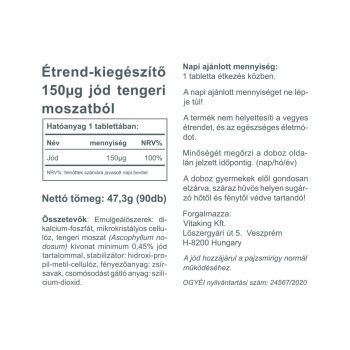 Sea Kelp Jód 100mg (150mcg) - 90 tabletta - Vitaking
