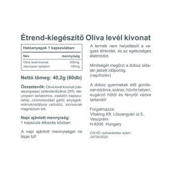 Olivalevél kivonat 500mg - 60 kapszula - Vitaking