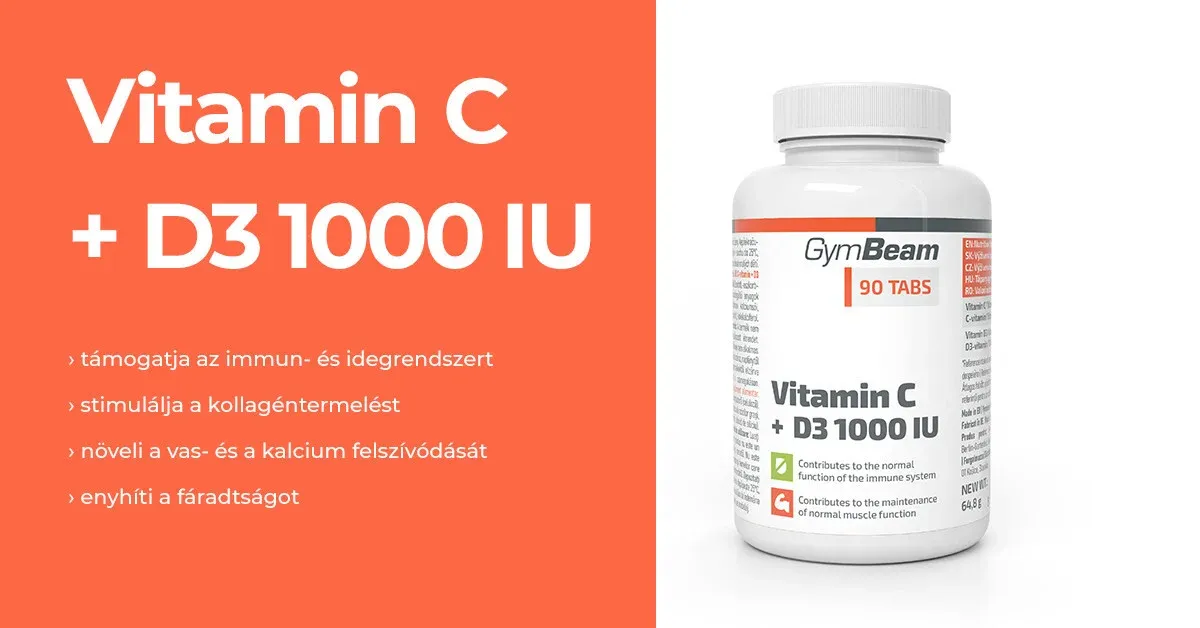 C-vitamin + D3 1000 IU - 90 tabletta - GymBeam