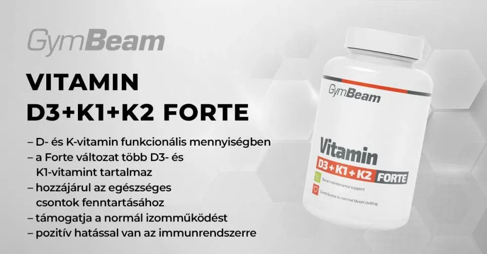 D3+K1+K2 Forte vitamin - 120 kapszula - GymBeam