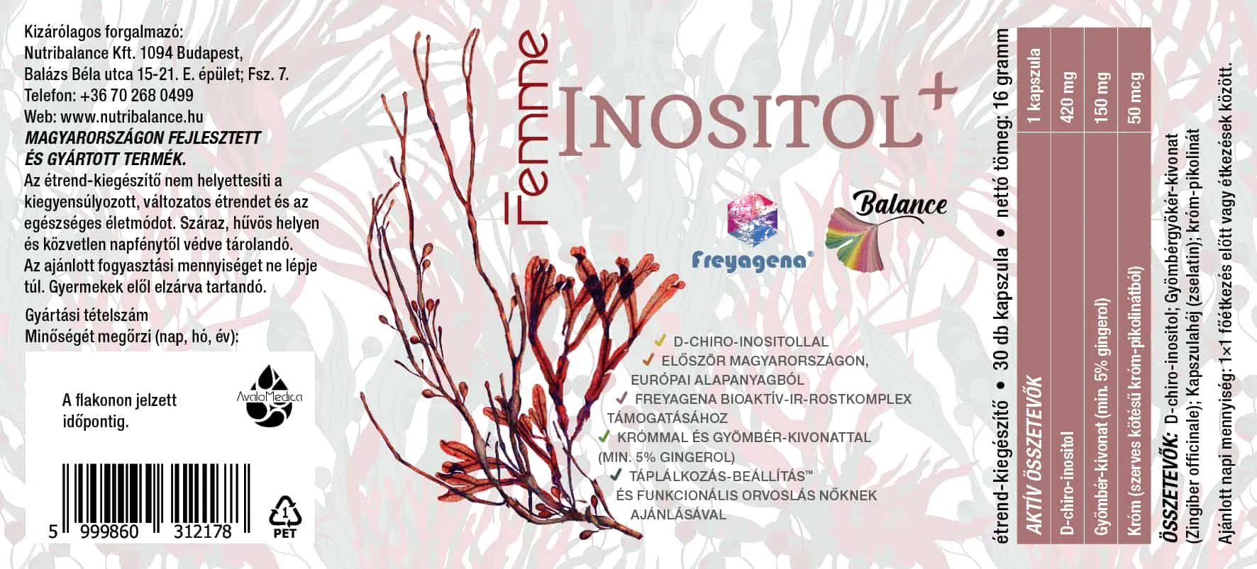 Femme Inositol+ D-Chiro-Inosiotol - 30 kapszula - Freyagena Balance