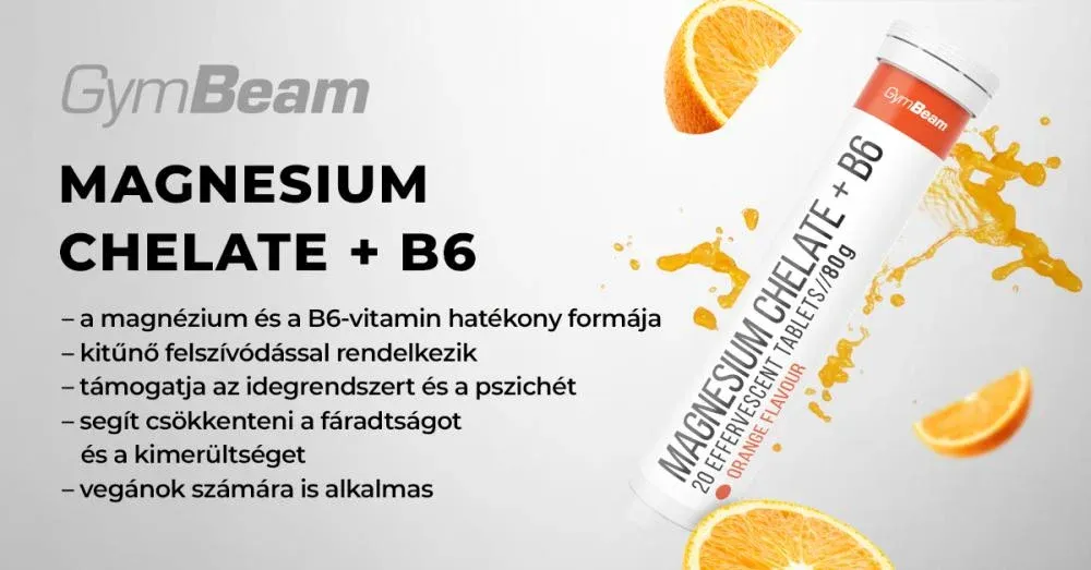 Magnesium chelate + B6 - 20 pezsgőtabletta - GymBeam