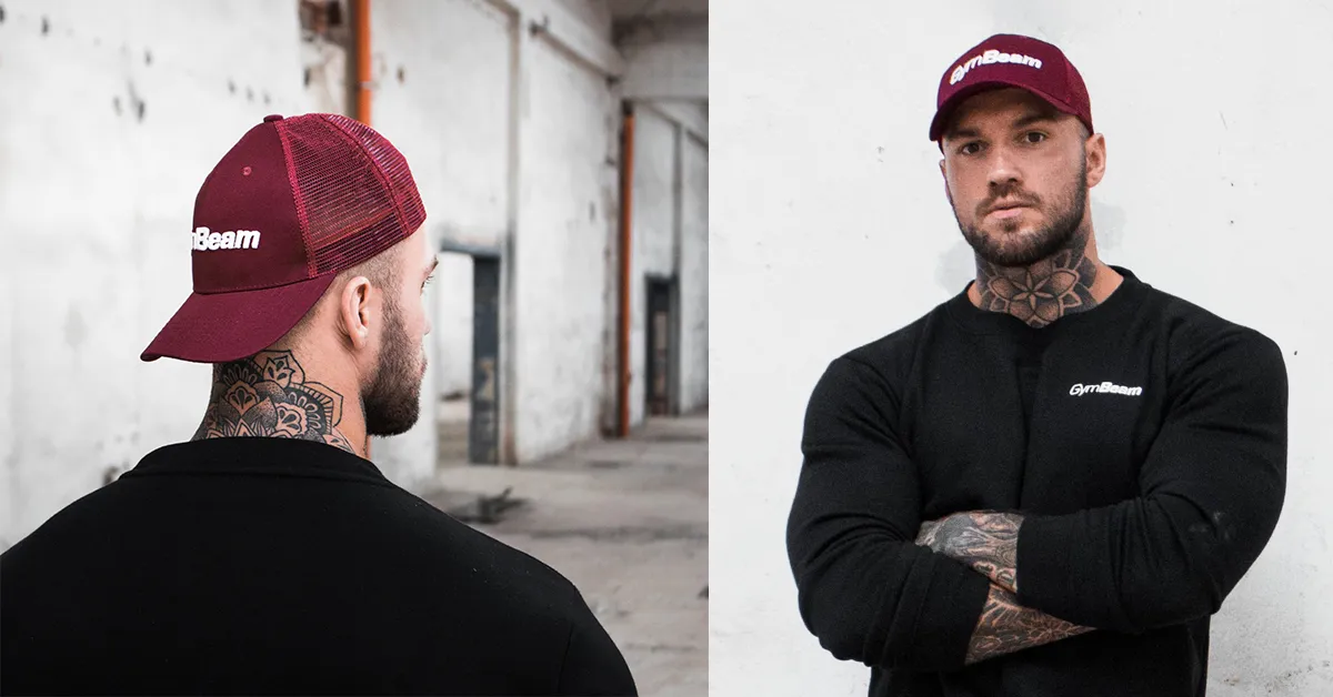 Mesh Panel burgundi baseball sapka - GymBeam